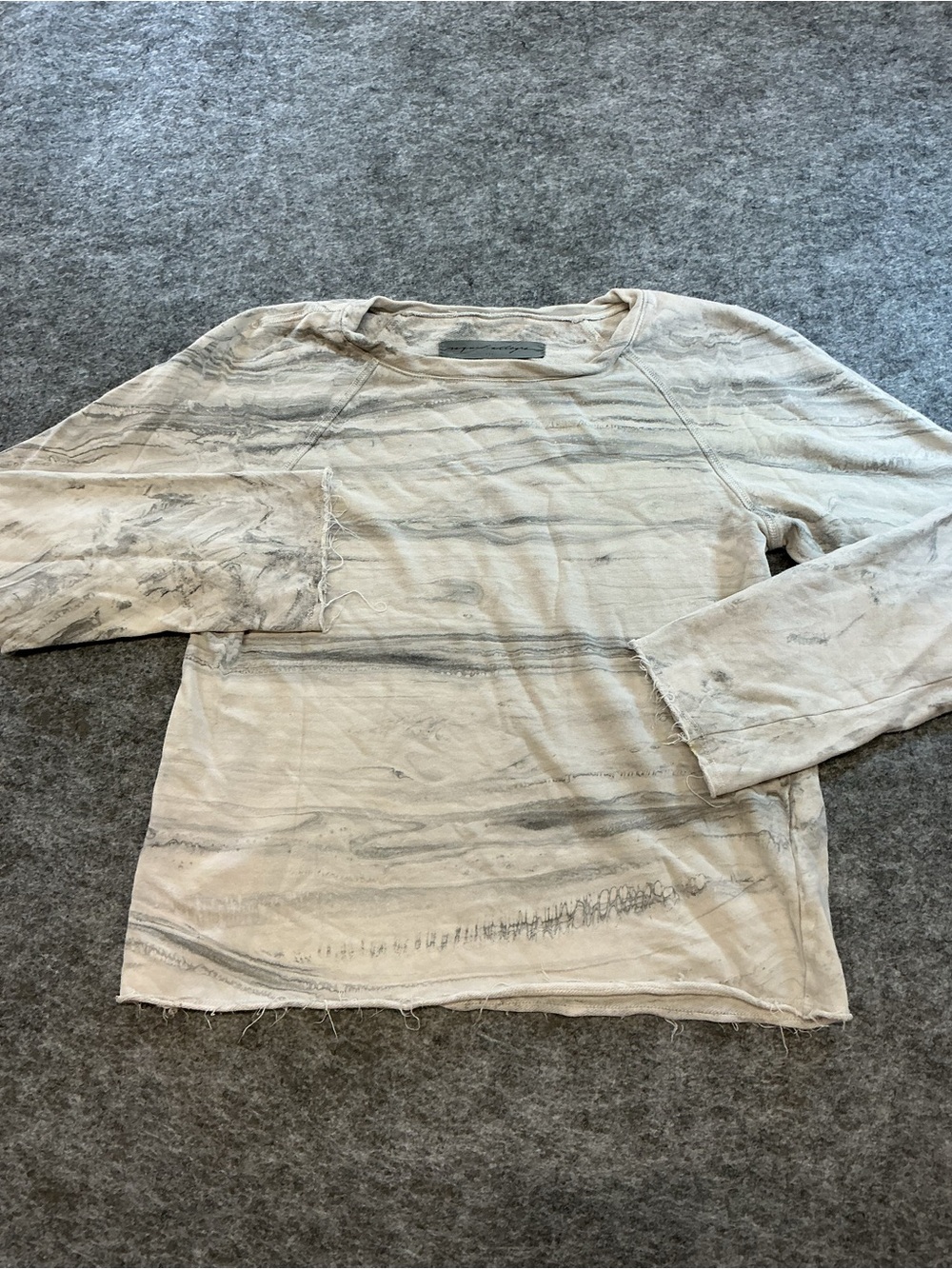 Raquel Allegra Marbled Crewneck Long-Sleeve Shirt - Light Gray Size 1